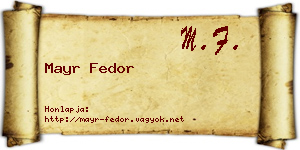 Mayr Fedor névjegykártya
